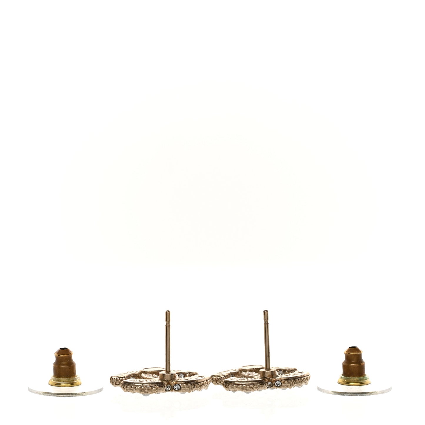 Metal Graduated Pearl Crystal CC Earrings Light Gold