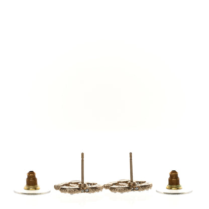 Chanel Metal Graduated Pearl Crystal CC Earrings Light Gold 3 of 5