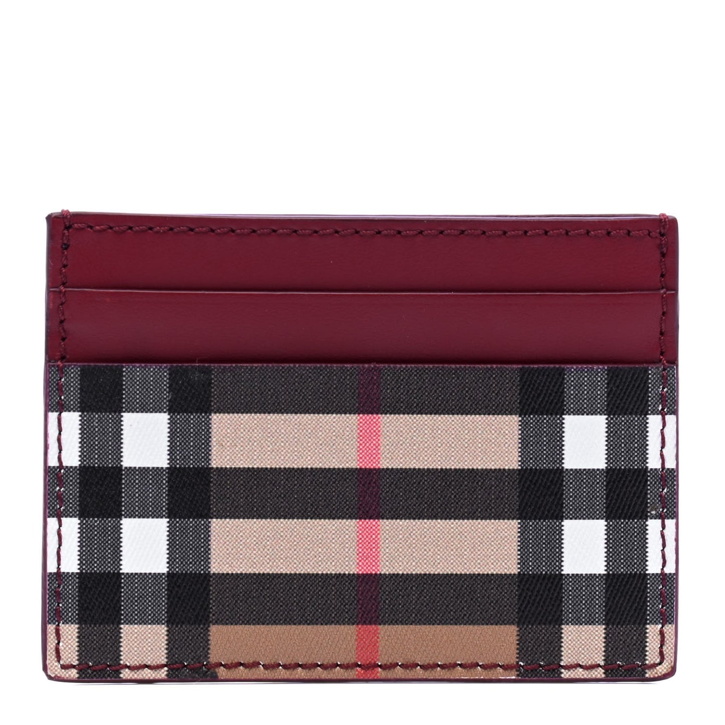 Smooth Calfskin Vintage Check Sandon Card Case Crimson