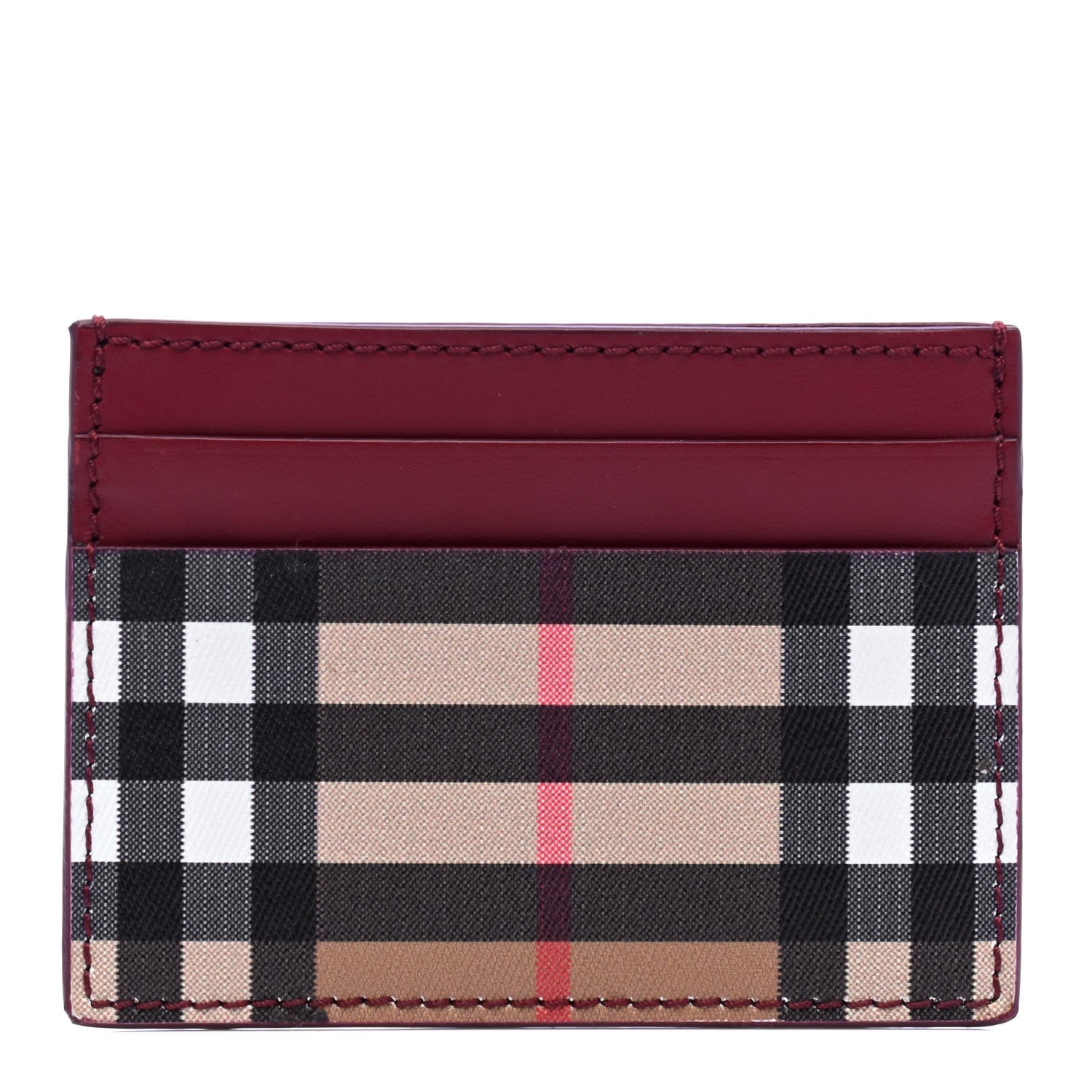 Burberry Smooth Calfskin Vintage Check Sandon Card Case Crimson 1 of 4