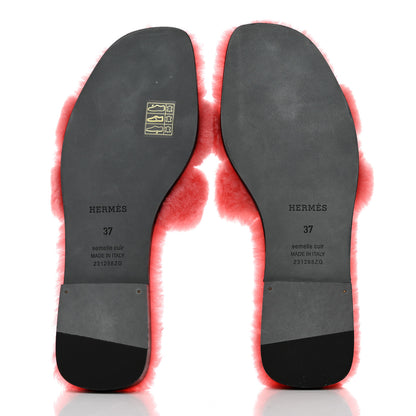 Hermes Woolskin Oran Sandals 37 Rose Du Desert 5 of 8