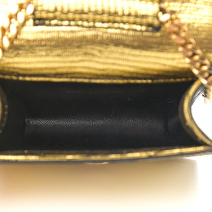 Saint Laurent Calfskin Lizard Embossed Monogram Chain Mini Candy Crossbody Gold 5 of 10
