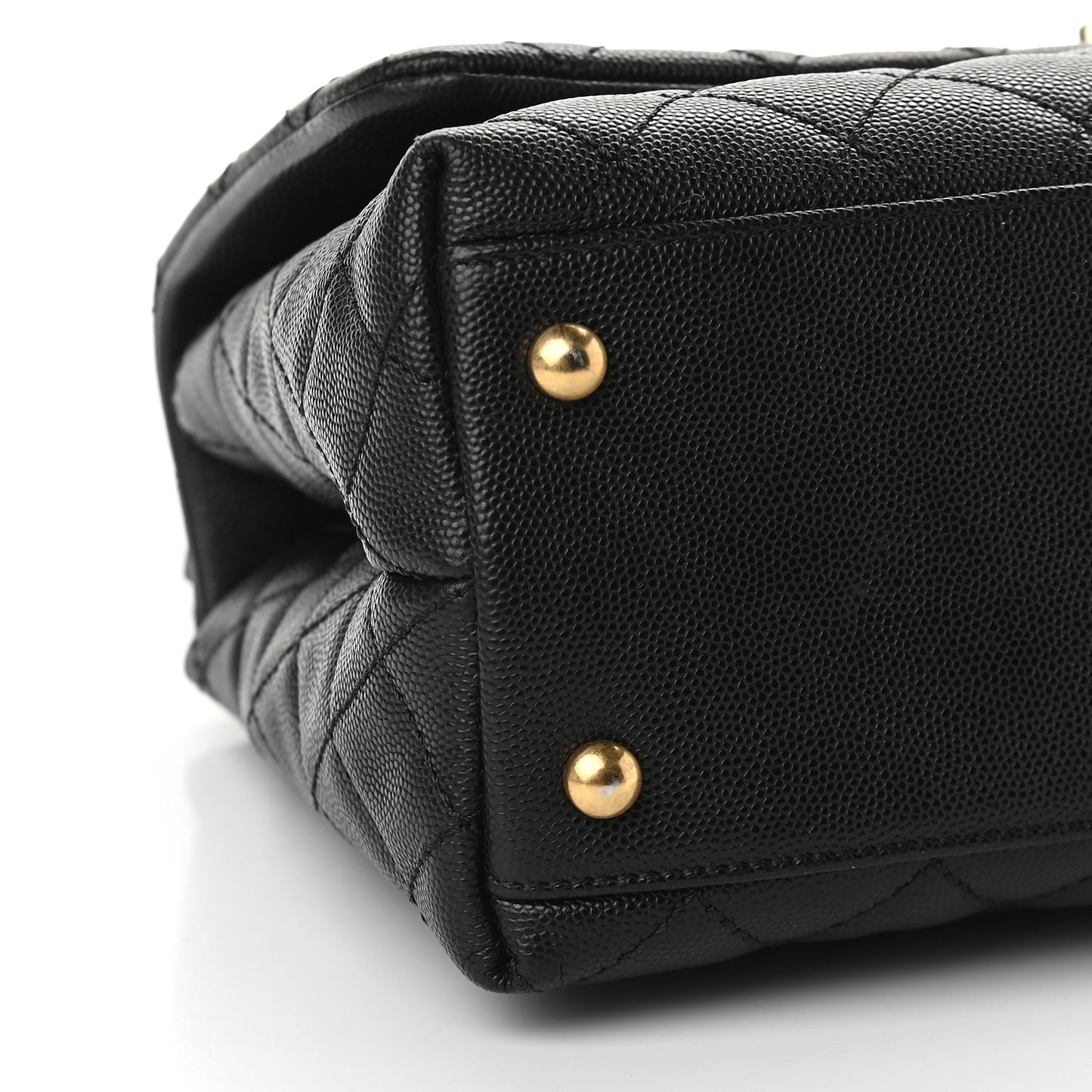 Caviar Lizard Quilted Small Coco Handle Flap Black