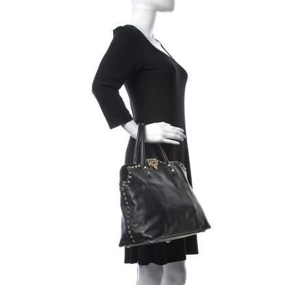 Valentino Garavani Vitello Rockstud Dome Satchel Black 3 of 13