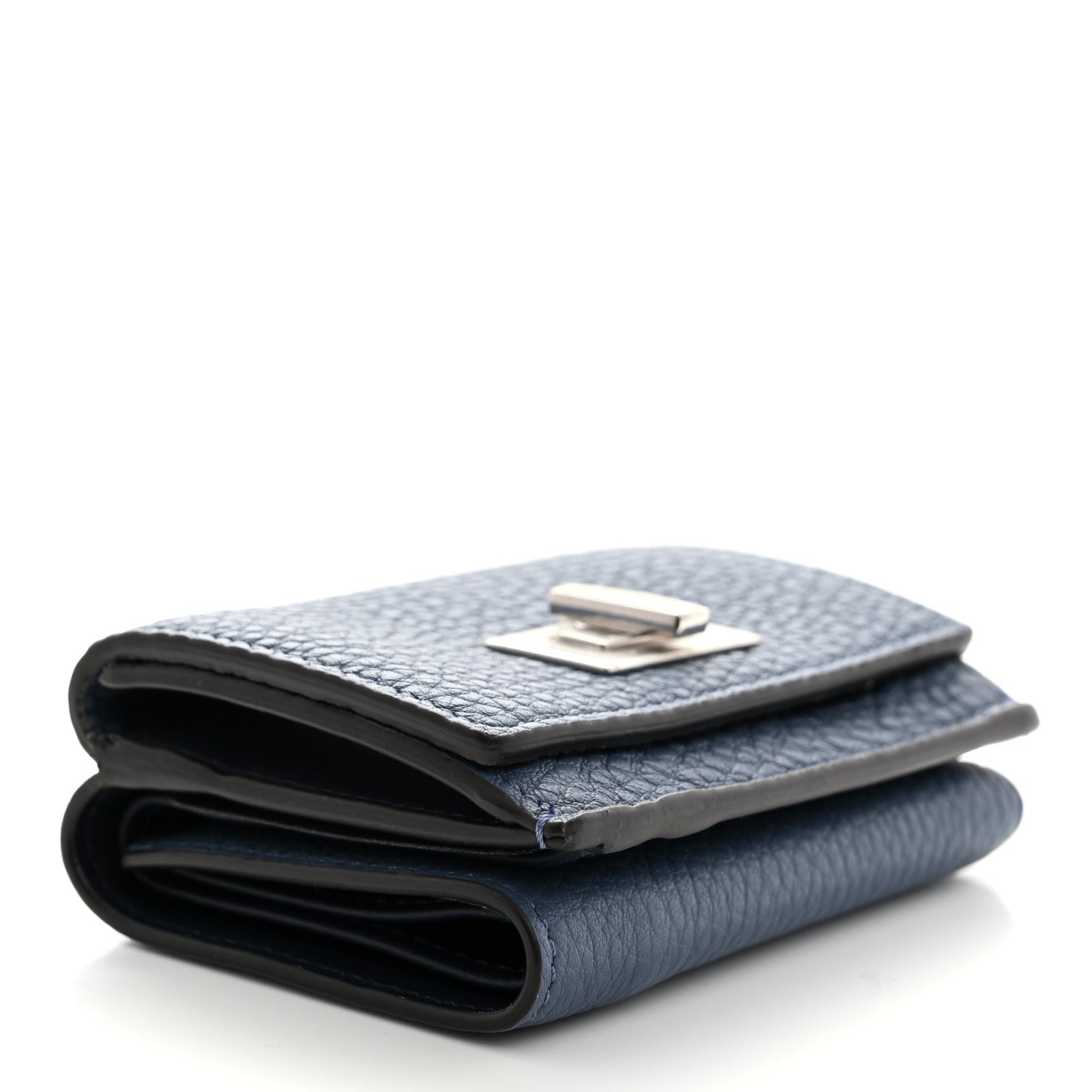Fendi Cuoio Romano Vitello Grace Micro Peekaboo Tri-Fold Wallet Mirto Dark Blue 4 of 8