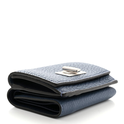 Fendi Cuoio Romano Vitello Grace Micro Peekaboo Tri-Fold Wallet Mirto Dark Blue 4 of 8