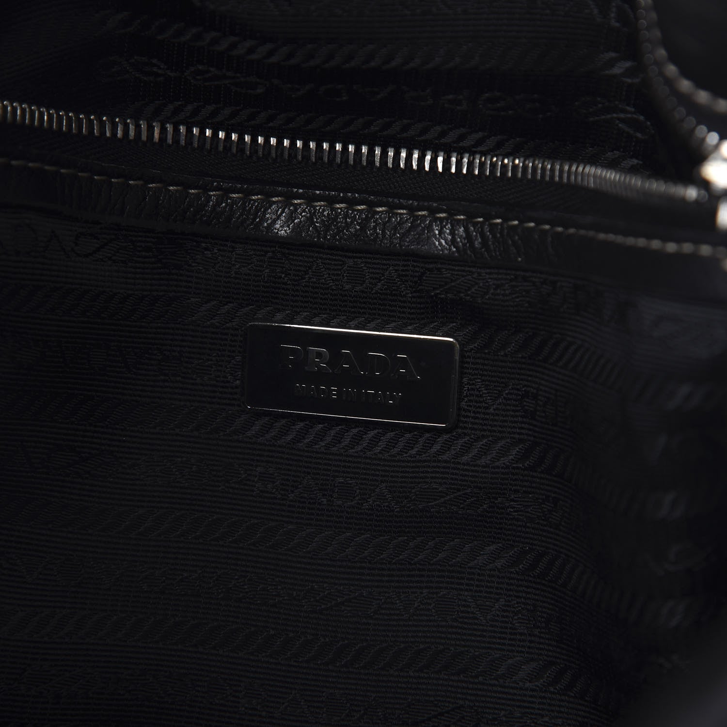 Prada Tessuto Nylon Twist Soft Calfskin Shoulder Bag Black 8 of 10
