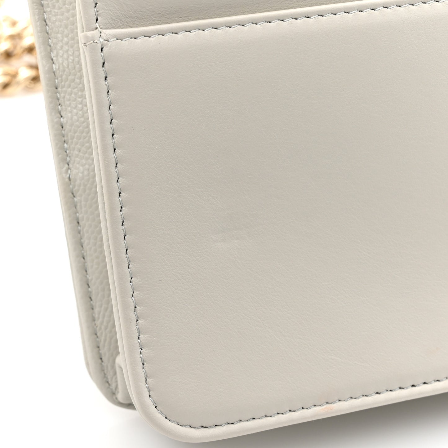 Caviar Quilted Boy Wallet On Chain WOC Grey