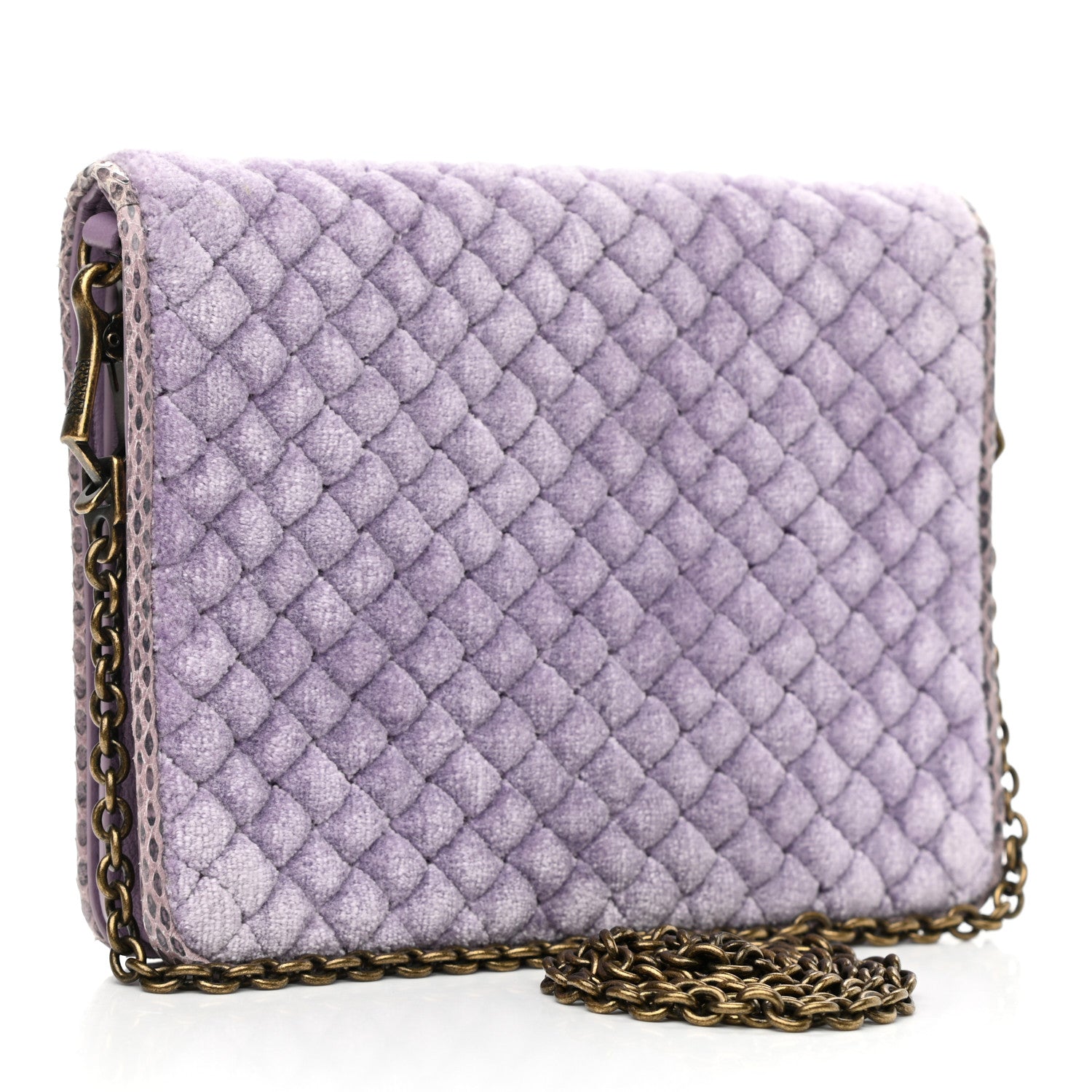 Bottega Veneta Velvet Ayers Intrecciato Butterfly Chain Wallet Lilac 3 of 10