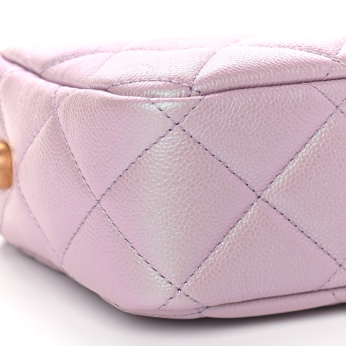 Iridescent Caviar Quilted Mini My Perfect Camera Case Pink