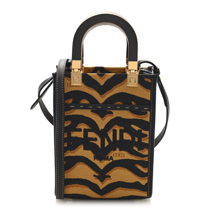 Fendi Canvas Vitello King Chinese New Year Tiger Embroidered Fendi Sunshine Shopper Tote Black Dark Yellow 8 of 10