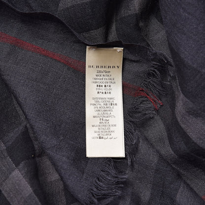 Burberry Wool Silk Gauze Giant Check Scarf Grey 4 of 6