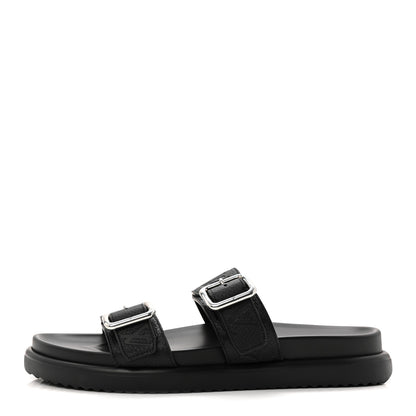 Louis Vuitton Grained Calfskin Embossed Monogram Mens Venice Mule Sandals 11 Black 1 of 9
