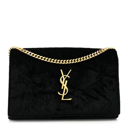 Saint Laurent Velvet Monogram Chain Wallet Black 1 of 11