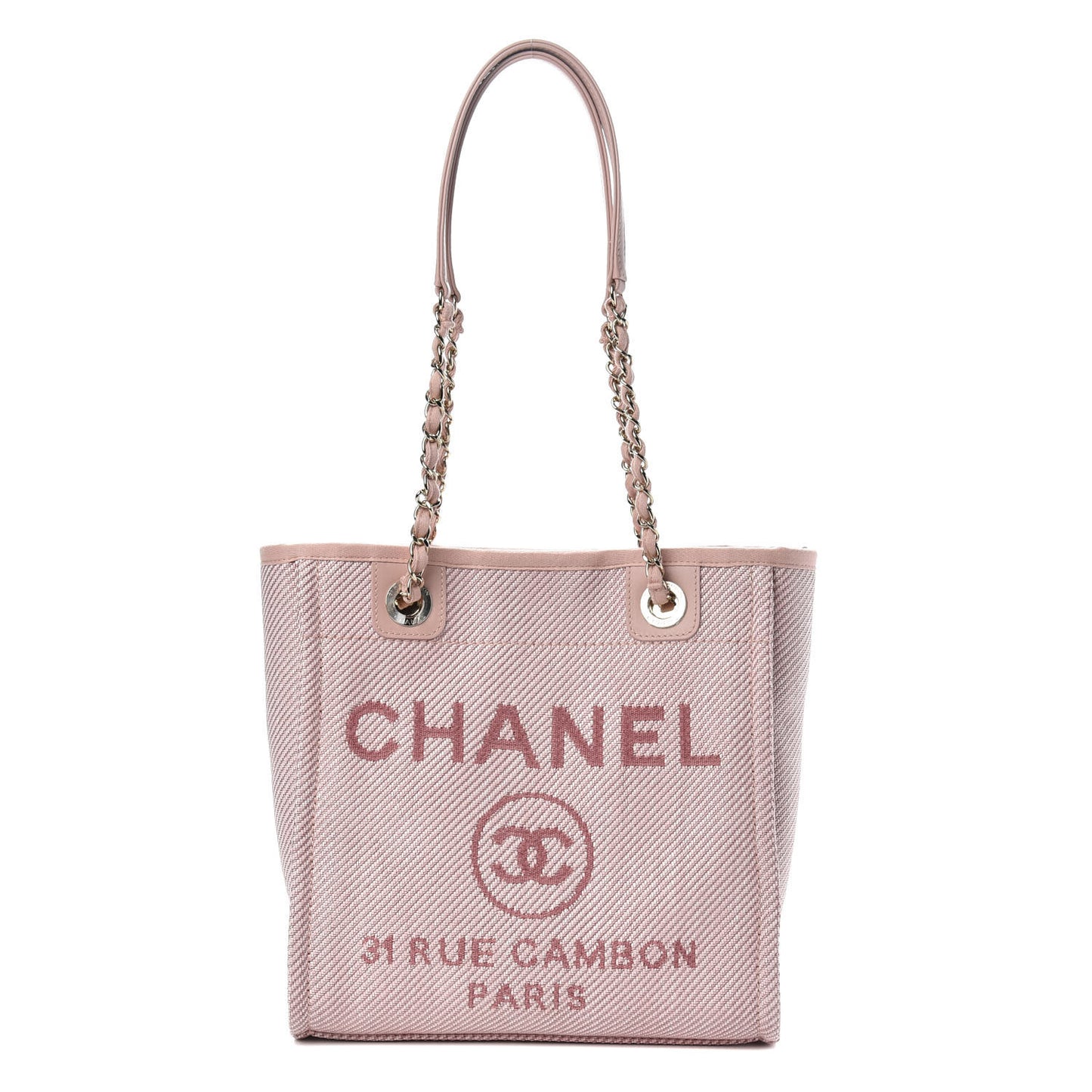 Mixed Fibers Calfskin Mini Deauville Tote Rose Pink
