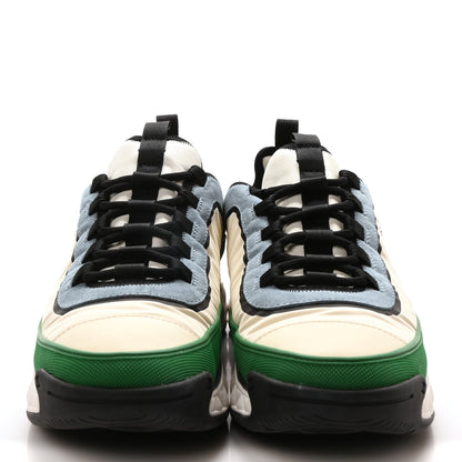 Chanel Suede Calfskin Mixed Fibers CC Sneakers 44 Ivory Green Light Blue 3 of 9