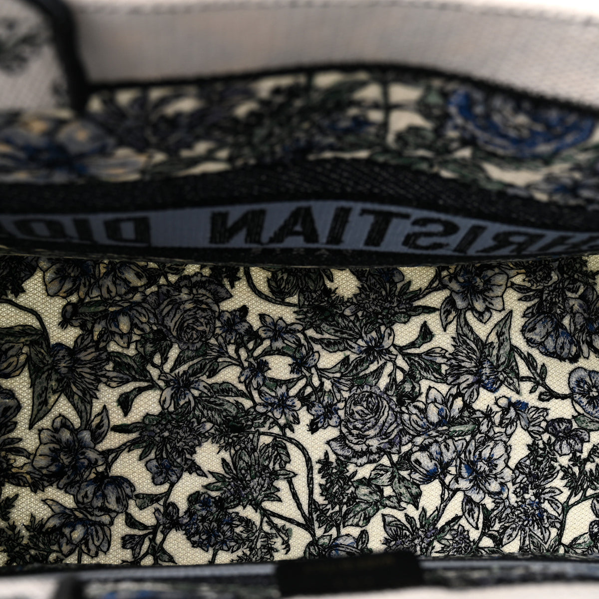 Christian Dior Canvas Embroidered Medium Flowers Book Tote Blue 5 of 11