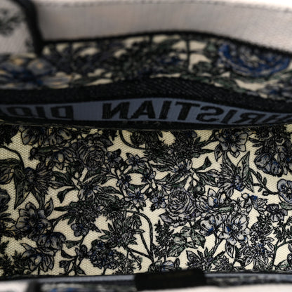Christian Dior Canvas Embroidered Medium Flowers Book Tote Blue 5 of 11