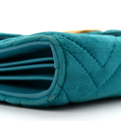 Gucci Velvet Matelasse GG Marmont Chain Wallet Pavone Cyan 11 of 15