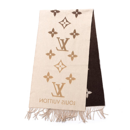 Louis Vuitton Cashmere Monogram Gradient Reykjavik Scarf Beige 2 of 5