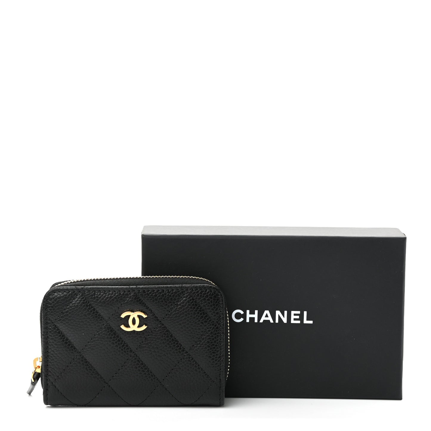Caviar Quilted Classic Zipped Coin Purse Black