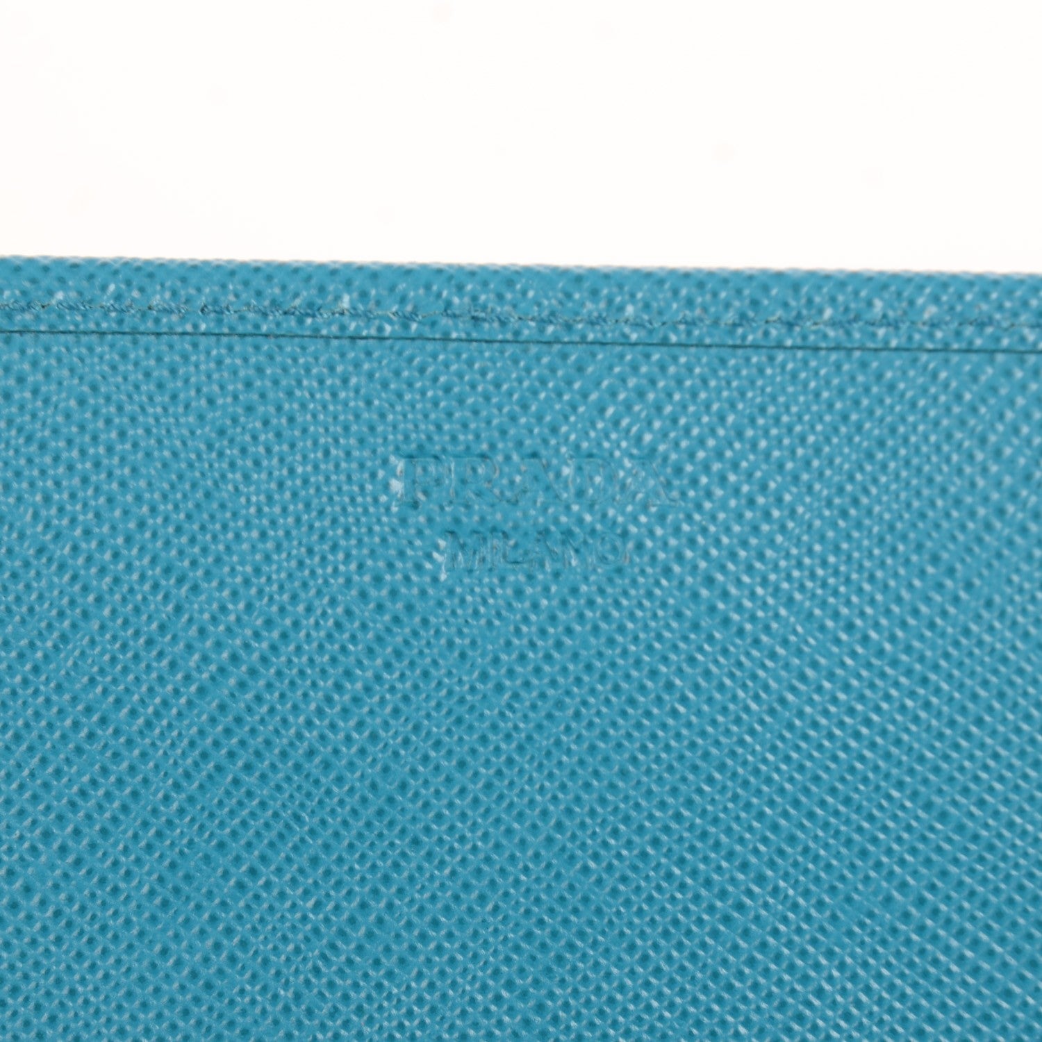 Prada Saffiano Metal Oro Chain Wallet Celeste 8 of 10
