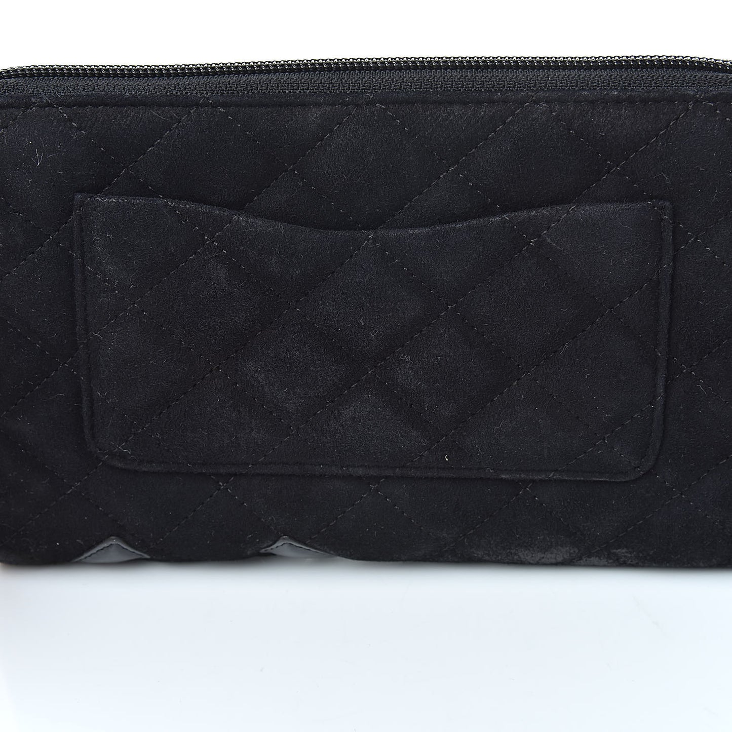 Suede Cambon Zip Around Organizer Wallet Black