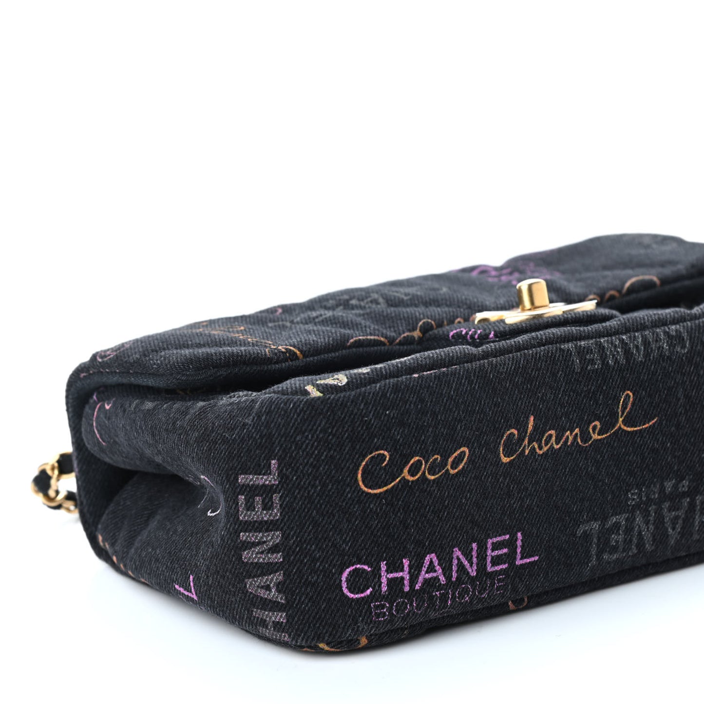 Denim Quilted Denim Mood Mini Rectangular Flap Black Multicolor
