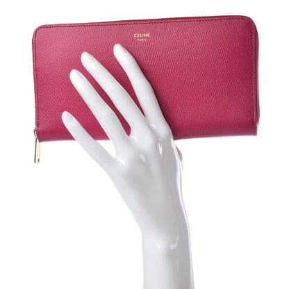 Celine Grained Calfskin Large Zip Around Multifunction Wallet Pink 2 of 8