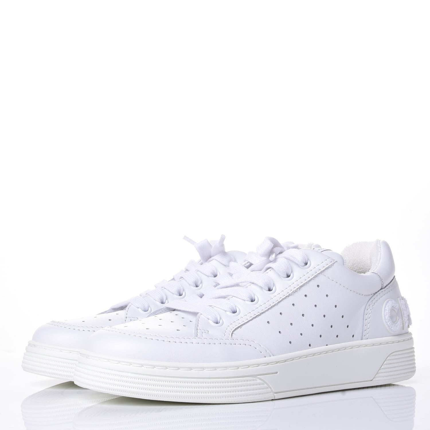 Chanel Calfskin Womens Logo Sneakers 38 White 3 of 11