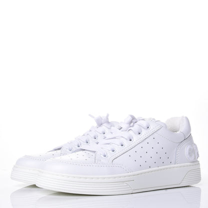 Chanel Calfskin Womens Logo Sneakers 38 White 3 of 11