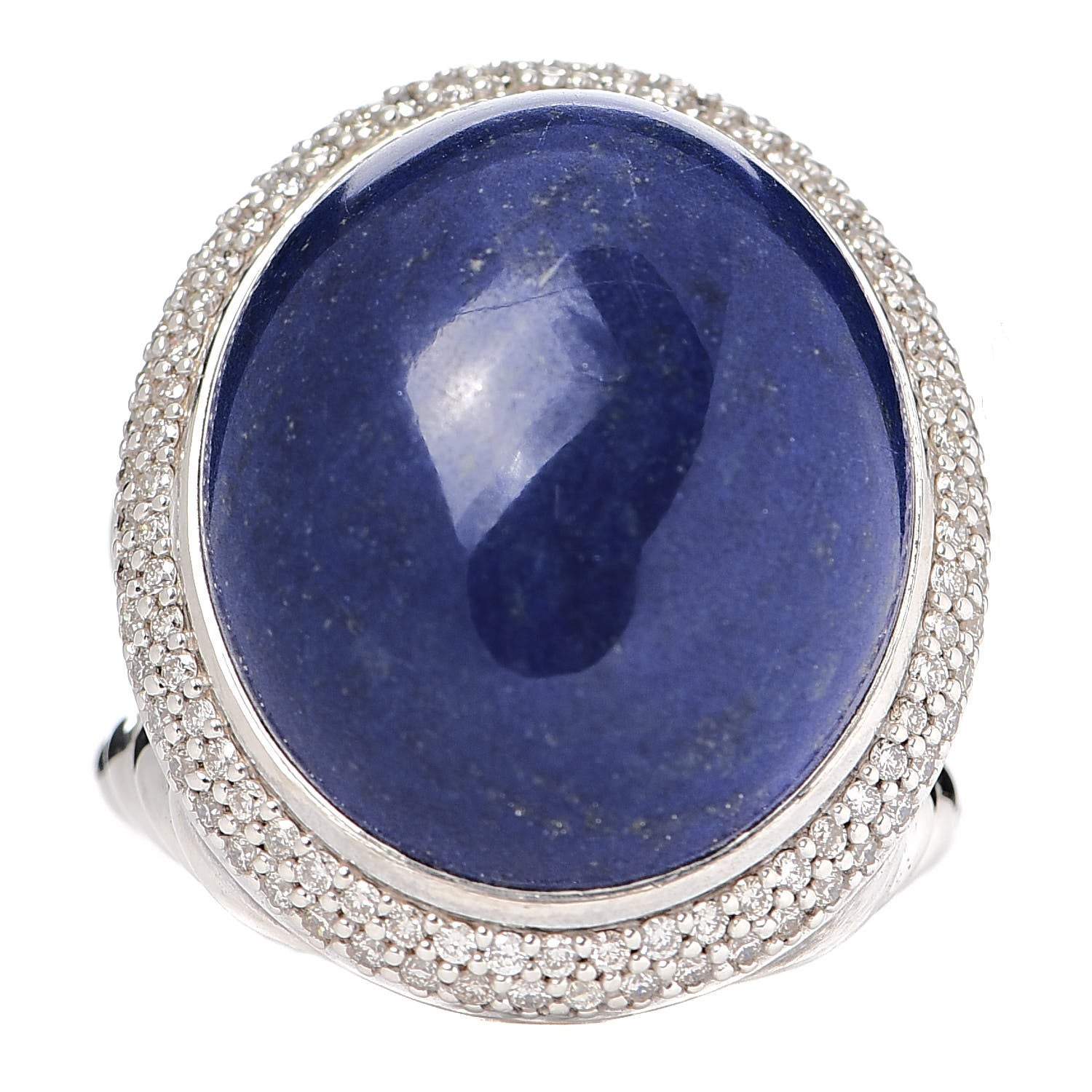 David Yurman Sterling Silver Diamond Lapis Lazuli Signature Oval Ring 55 7.25 1 of 5