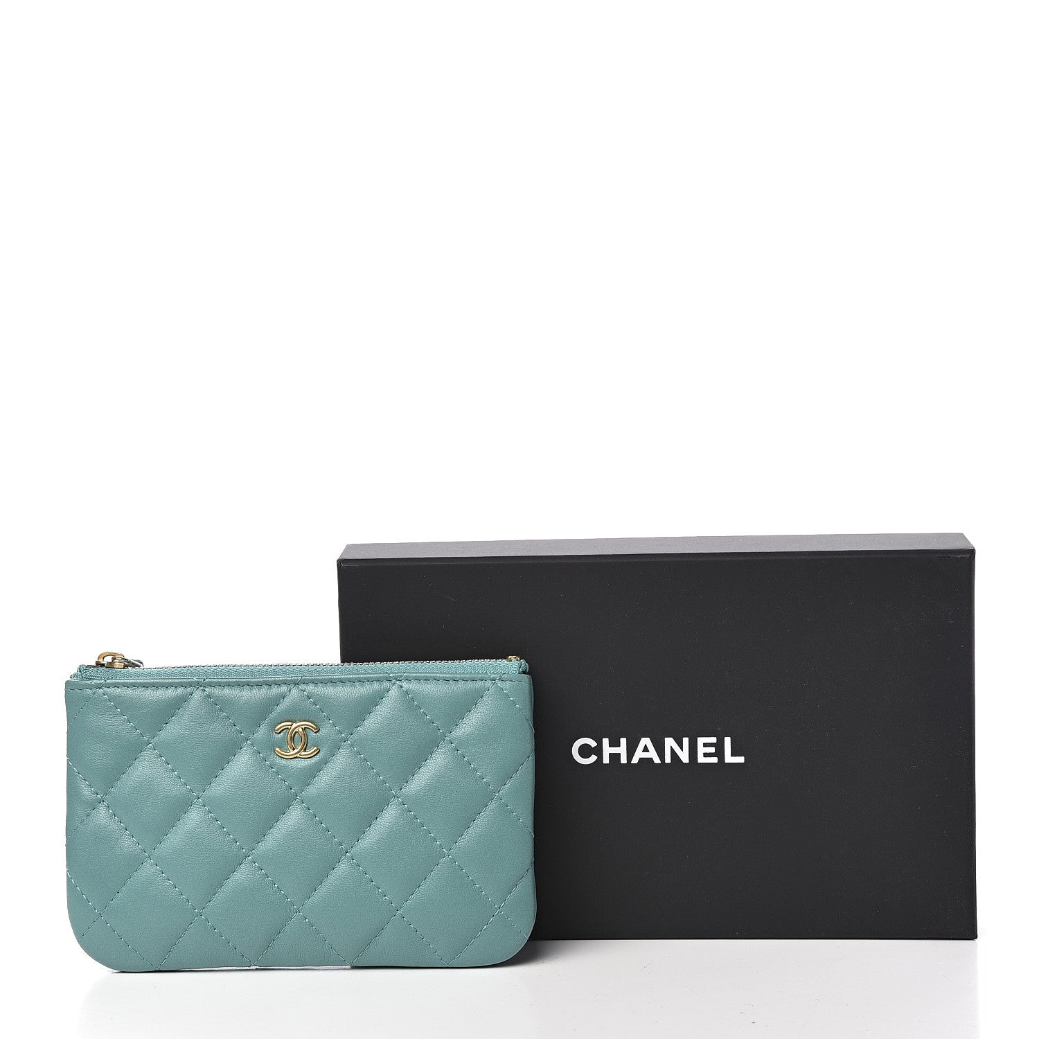 Chanel Lambskin Quilted Small Cosmetic Case Green 10 of 10