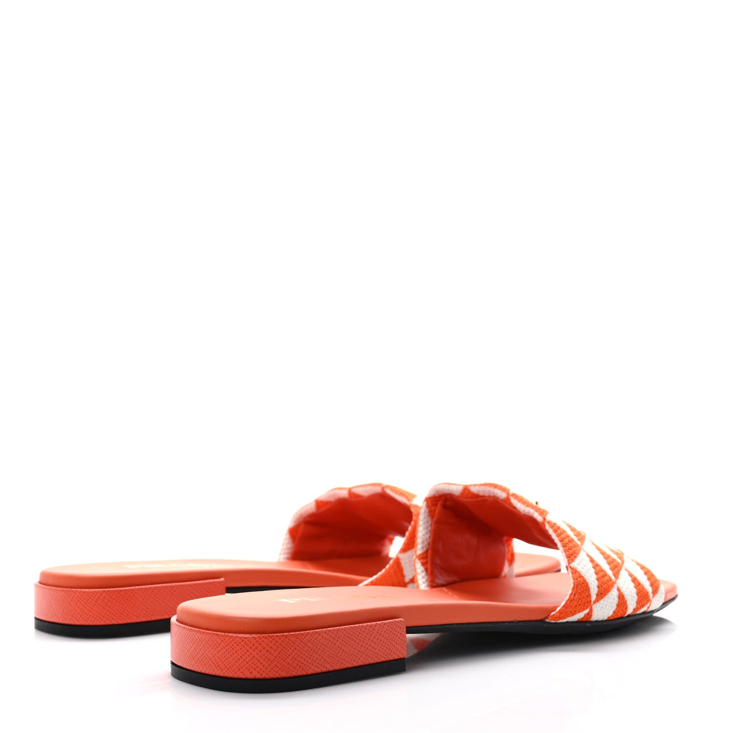 Prada Jacquard Trianglolo Symbole Embroidered Metal Triangle Logo 10mm Slide Sandals 40 Arancio White 4 of 8