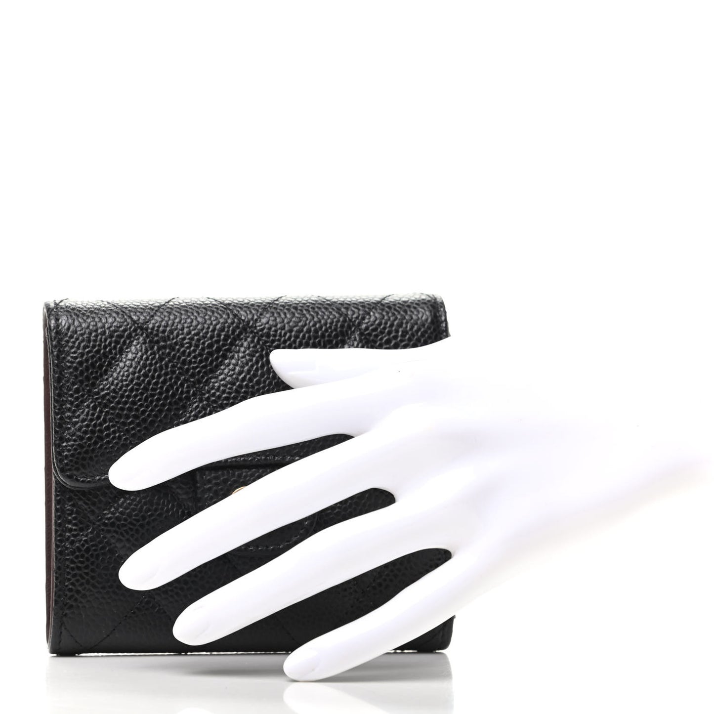 Caviar Quilted Compact Flap Wallet Black