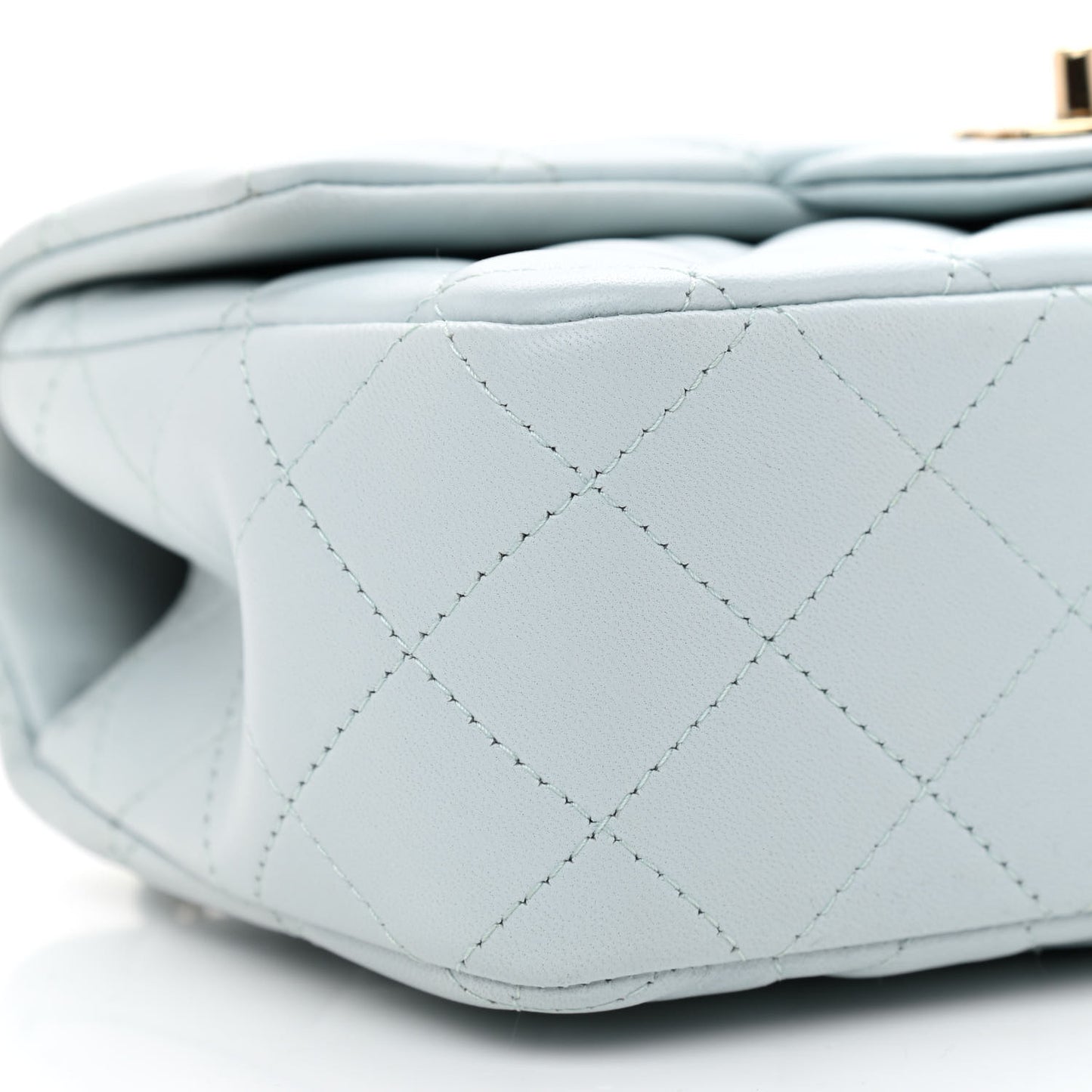 Lambskin Quilted Mini Top Handle Rectangular Flap Light Blue