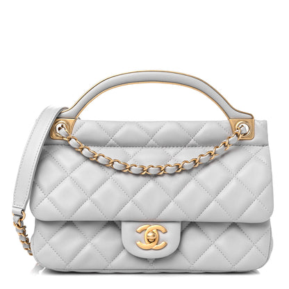 Chanel Calfskin Quilted Small Lady Handle Clutch With Chain Grey 1 of 9