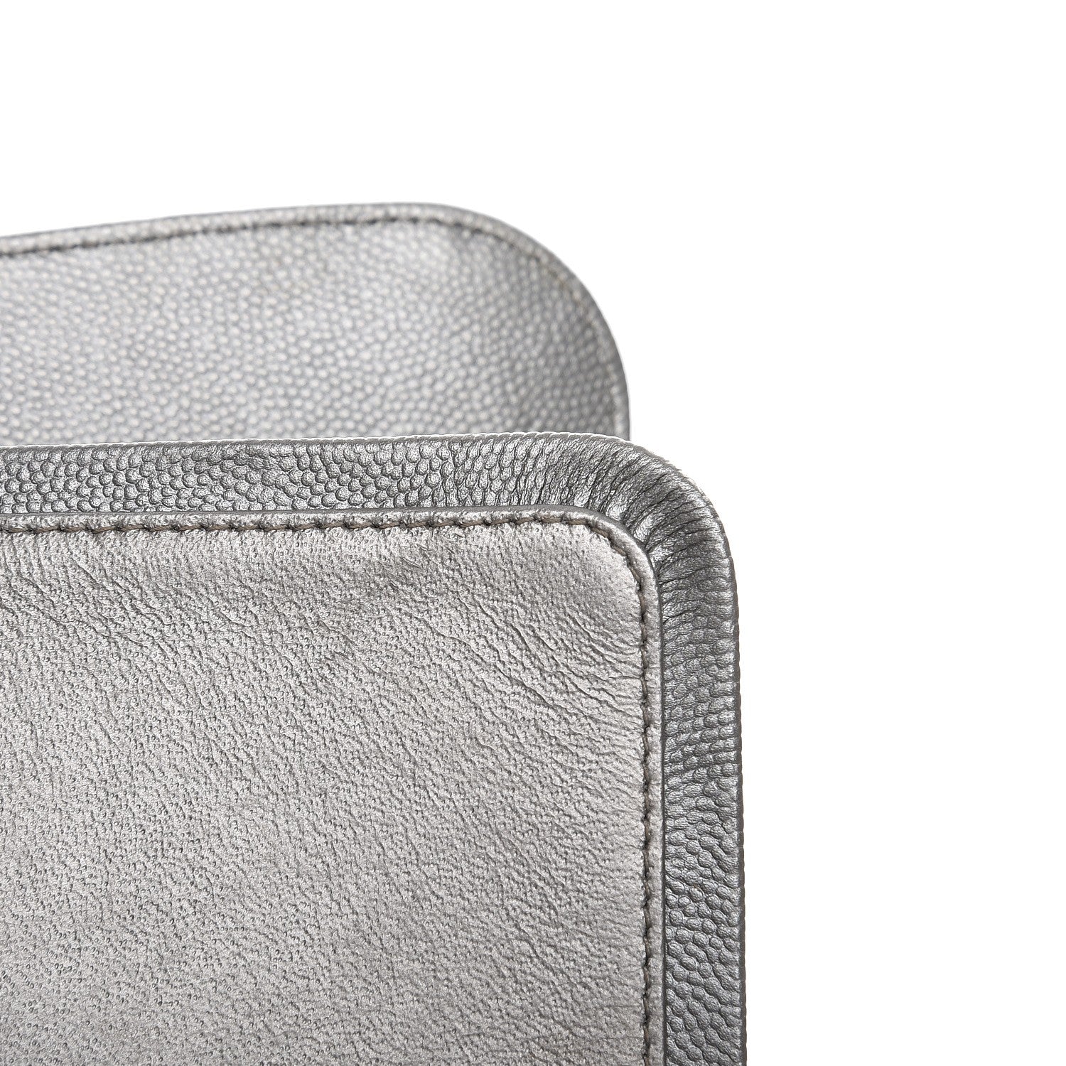 Chanel Metallic Caviar Chevron Quilted Jumbo Double Flap Silver 7 of 10