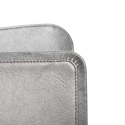 Chanel Metallic Caviar Chevron Quilted Jumbo Double Flap Silver 7 of 10