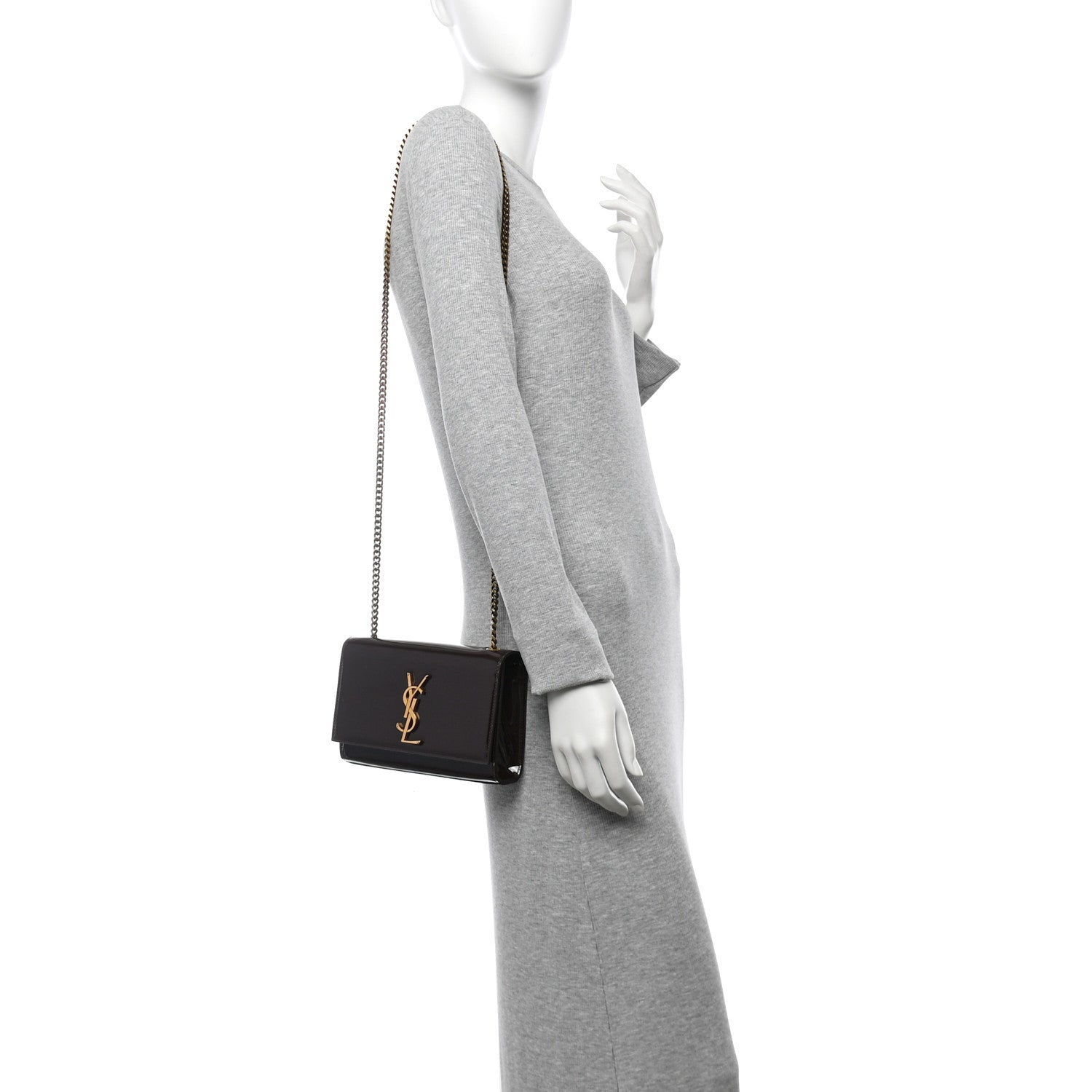 Saint Laurent Patent Small Monogram Kate Satchel Spicy Chocolate 2 of 13