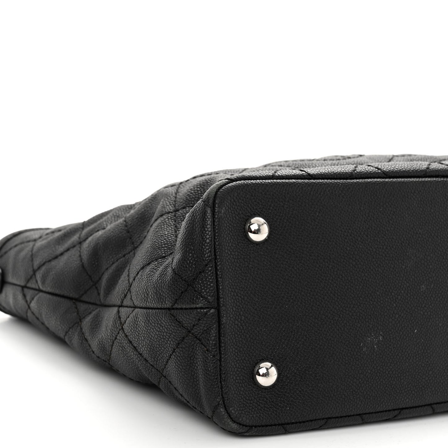 Grained Calfskin Quilted Small Daily Shopping Tote Black