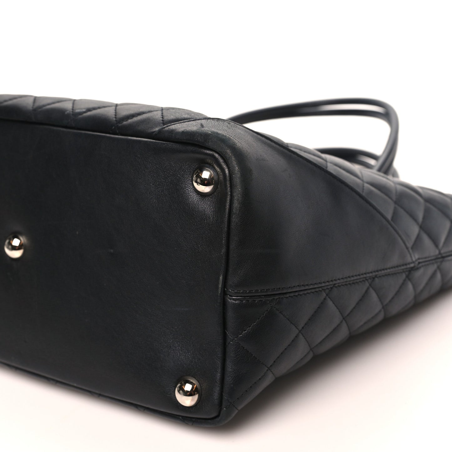 Calfskin Quilted Large Cambon Tote Black White