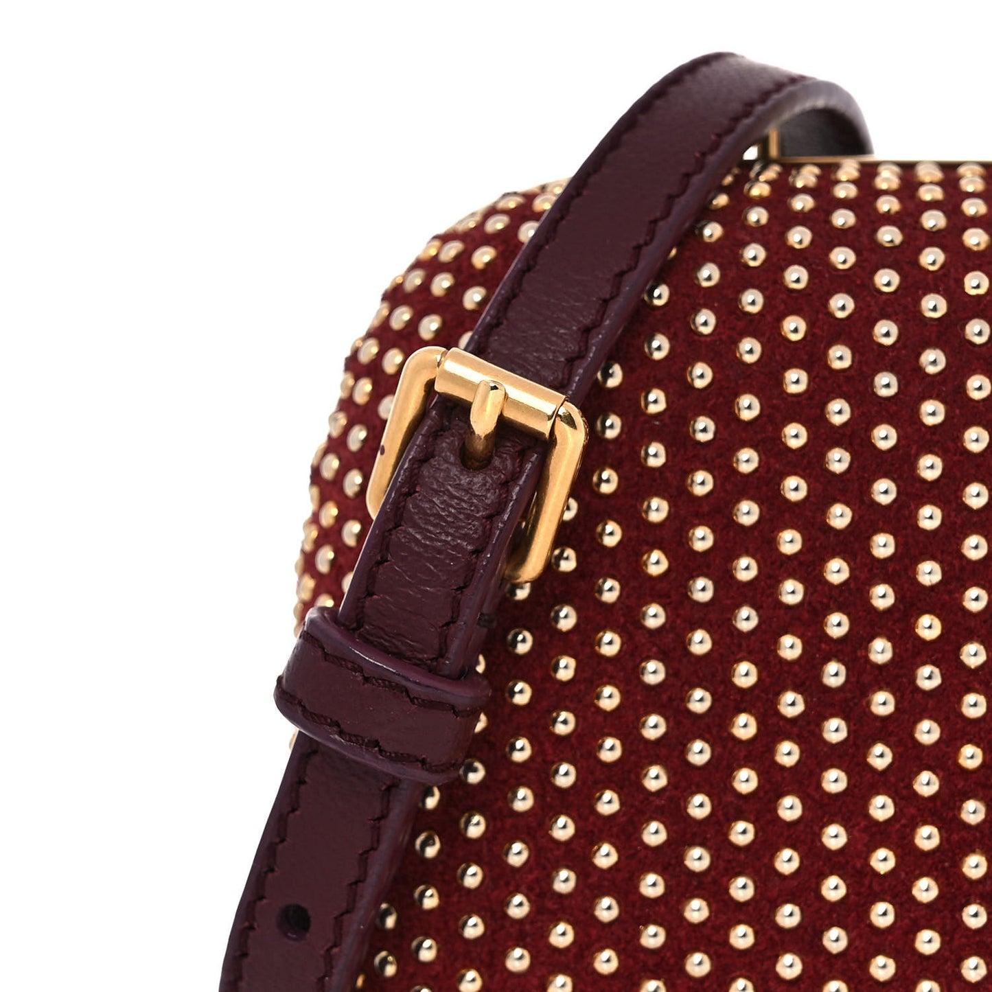 Suede Studded Skull Box Clutch Red