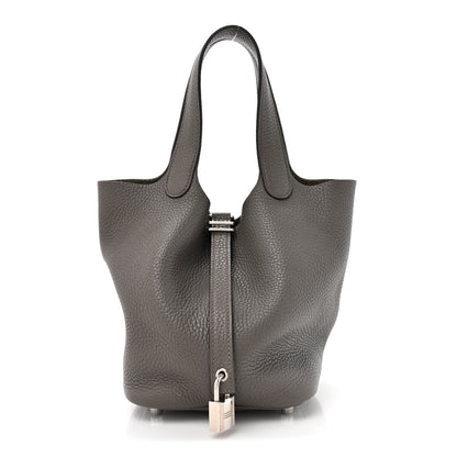 Hermes Taurillon Clemence Picotin Lock 18 PM Gris Asphalte 1 of 12