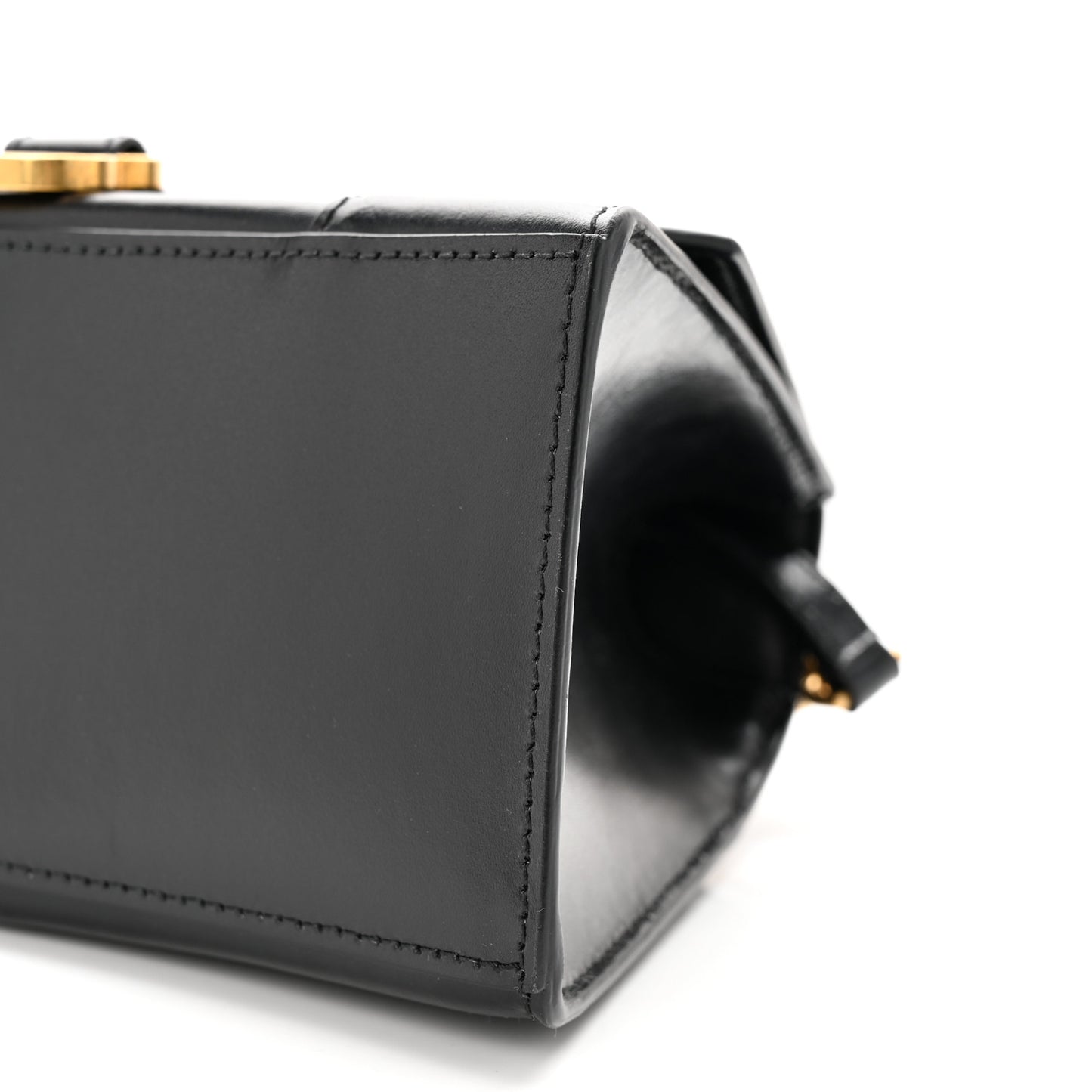 Shiny Box Calfskin Small Hourglass Top Handle Bag Black
