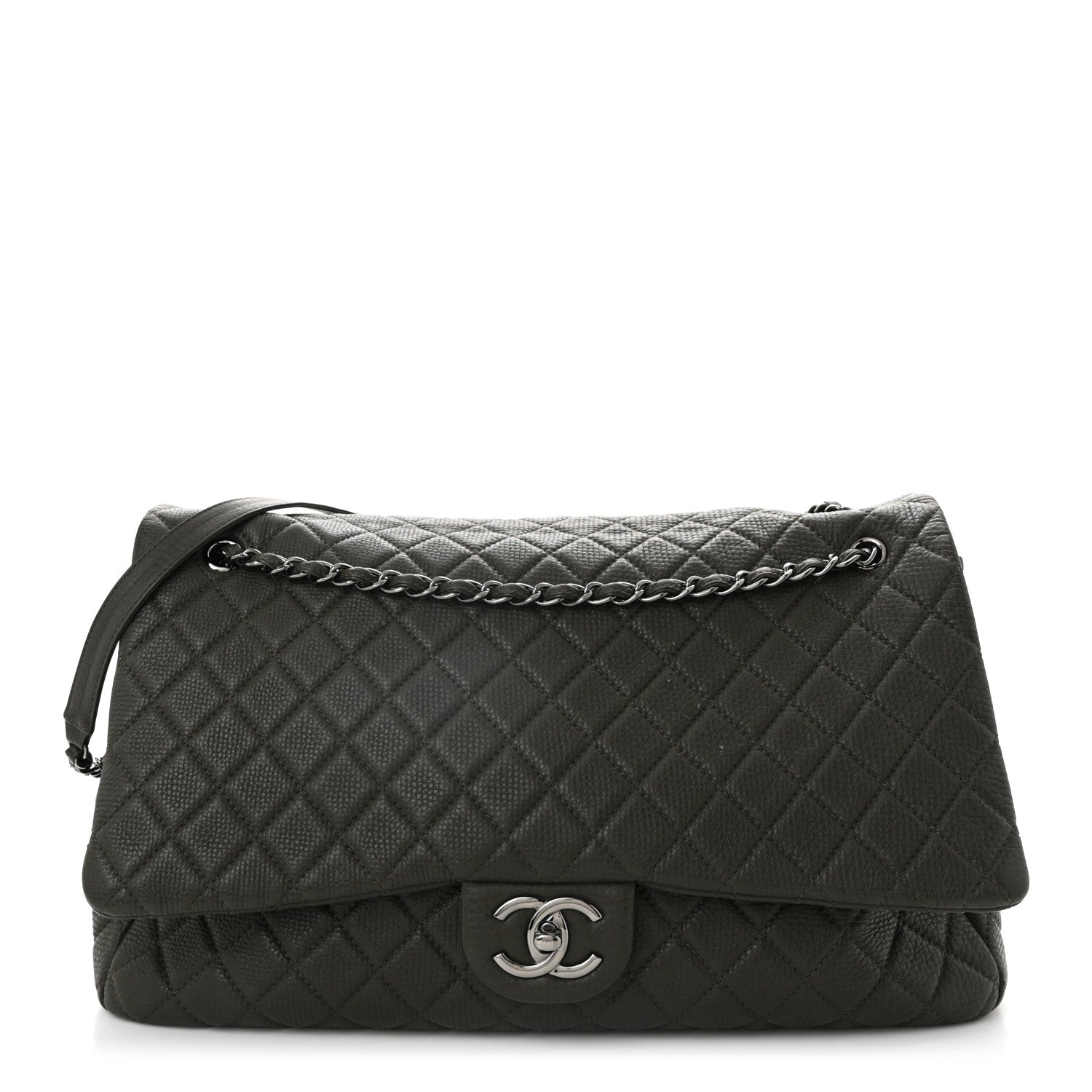 Chanel Calfskin Quilted XXL Travel Flap Bag Khaki 1 of 12