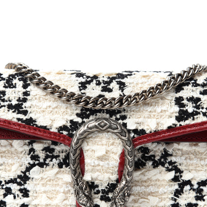 Gucci Tweed GG Monogram Super Mini Dionysus Shoulder Bag White Black Romantic Cherry 9 of 10