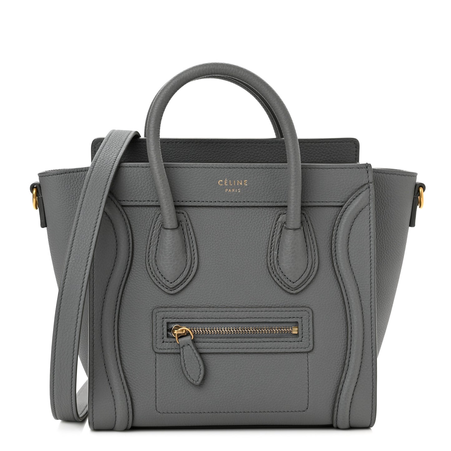 Baby Drummed Calfskin Nano Luggage Kohl