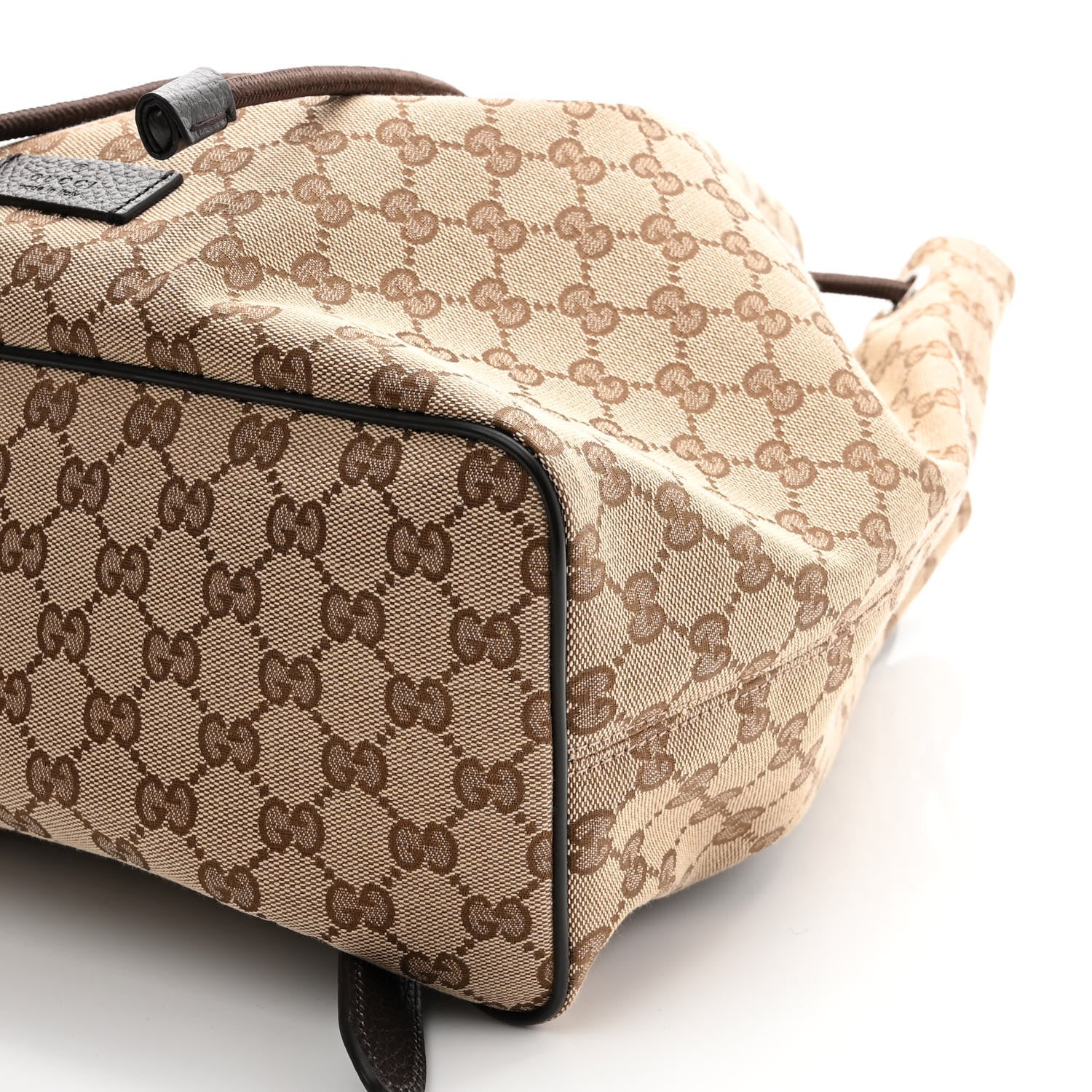 Gucci Monogram Dollar Calfskin O Drawstring Backpack Beige Ebony Testa di Moro Dark Chocolate 6 of 10