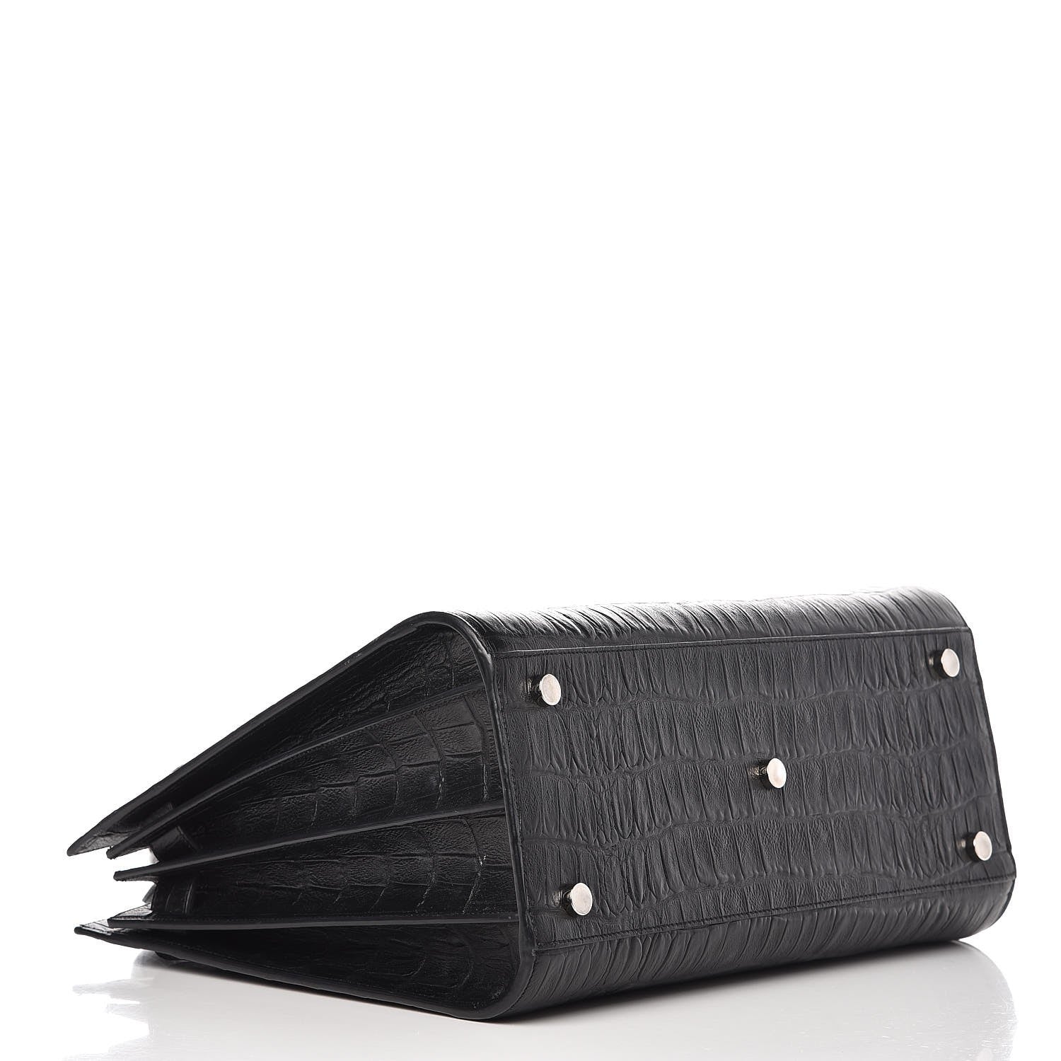 Saint Laurent Calfskin Crocodile Embossed Small Sac de Jour Black 4 of 12